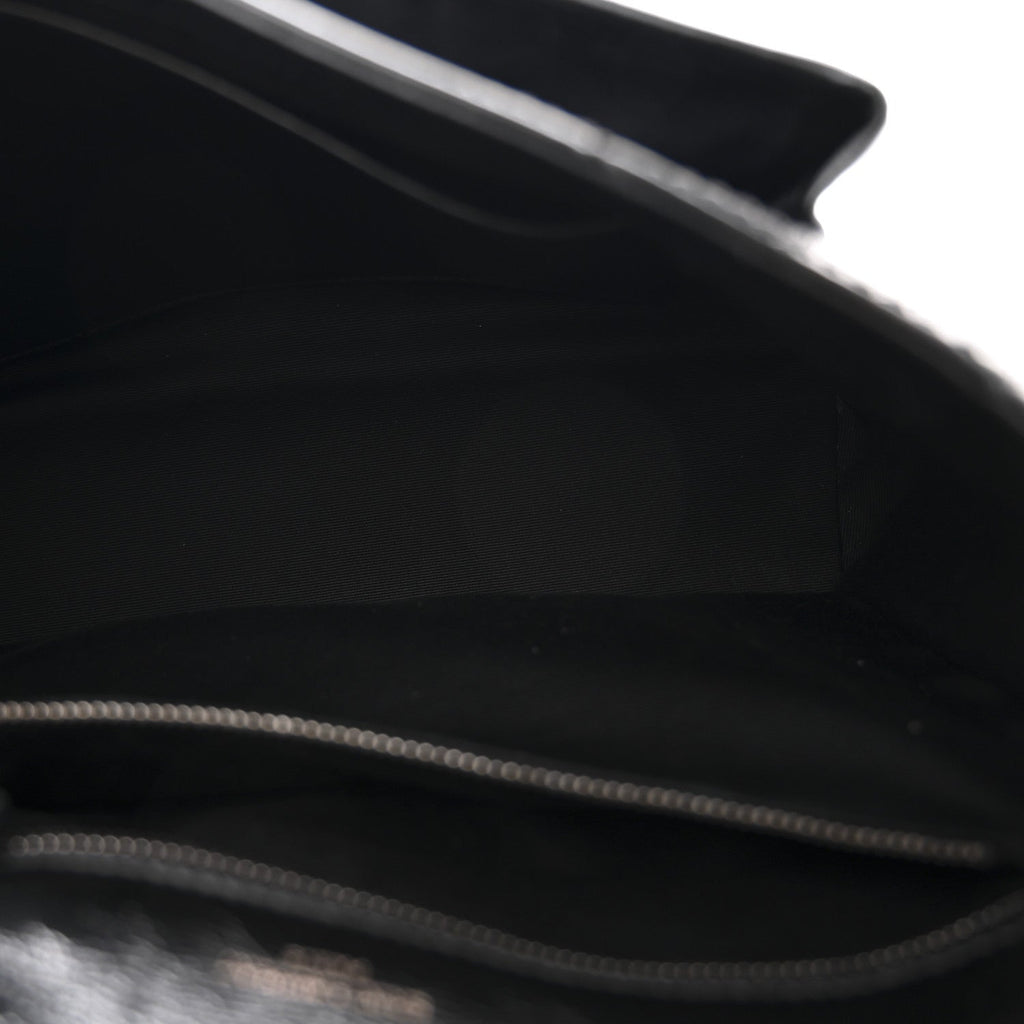 Crinkled Calfskin Matelasse Monogram Medium Niki Chain Satchel Black