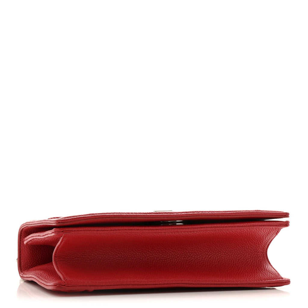 Grained Calfskin Small Diorama Flap Bag Red