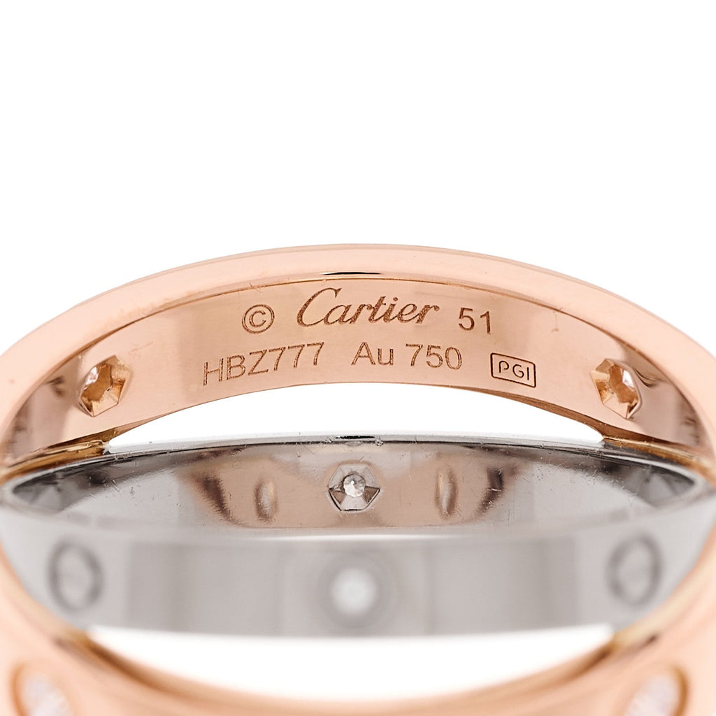 18K Pink White Gold 6 Diamond LOVE Ring 51 5.75