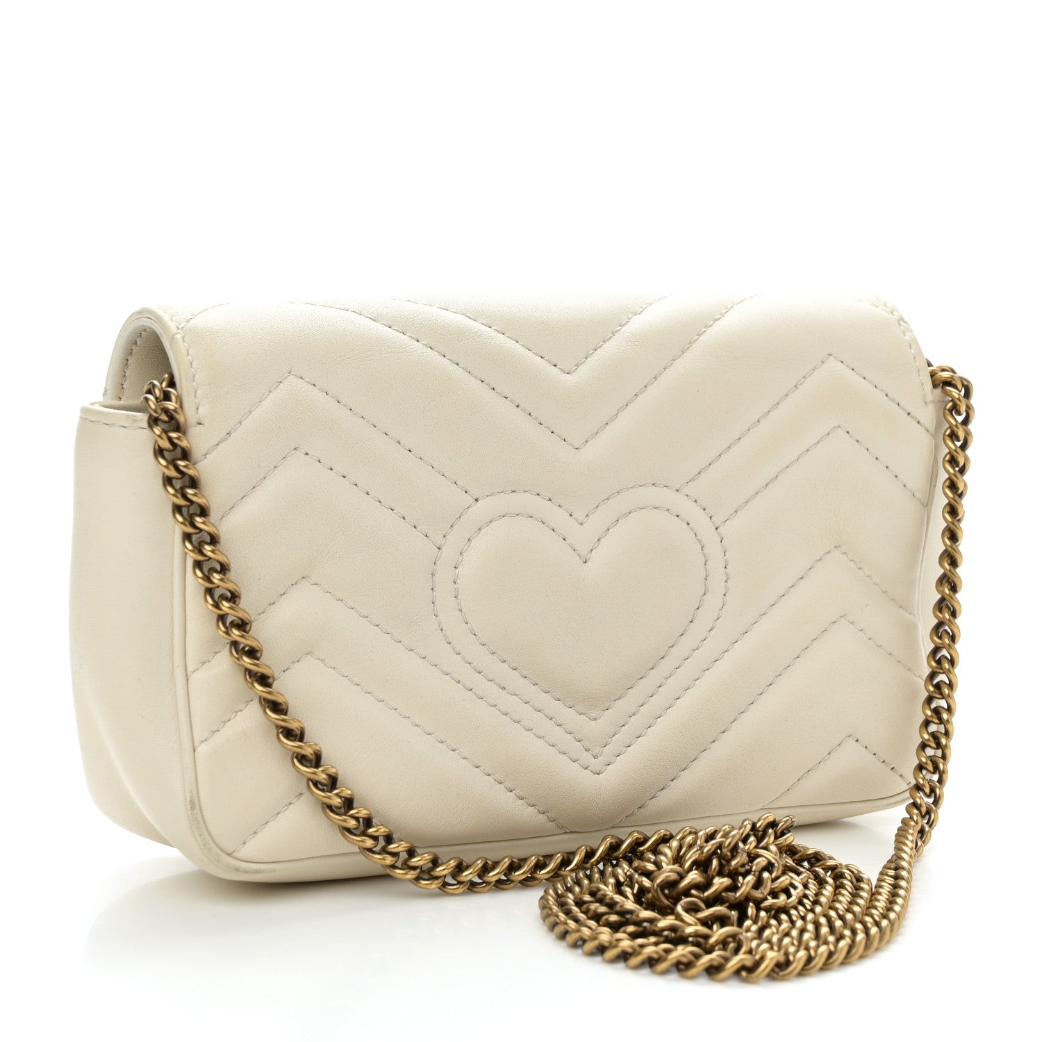 Calfskin Matelasse Super Mini GG Marmont Shoulder Bag White