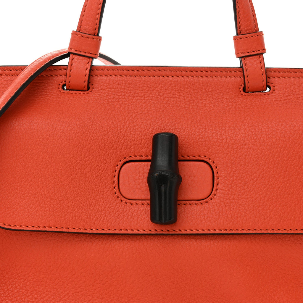 Cellarius Calfskin Small Bamboo Daily Top Handle Bag New Dark Orange