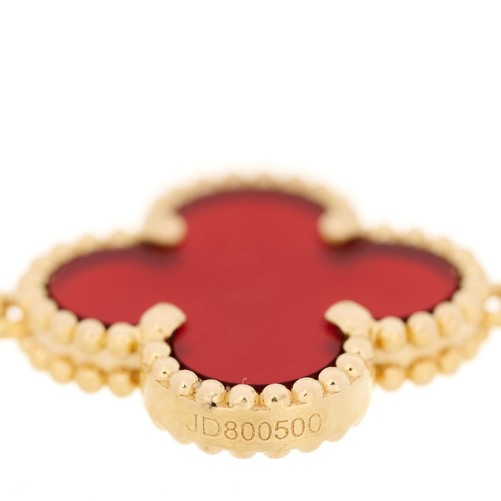 18K Yellow Gold Carnelian 5 Motifs Vintage Alhambra Bracelet