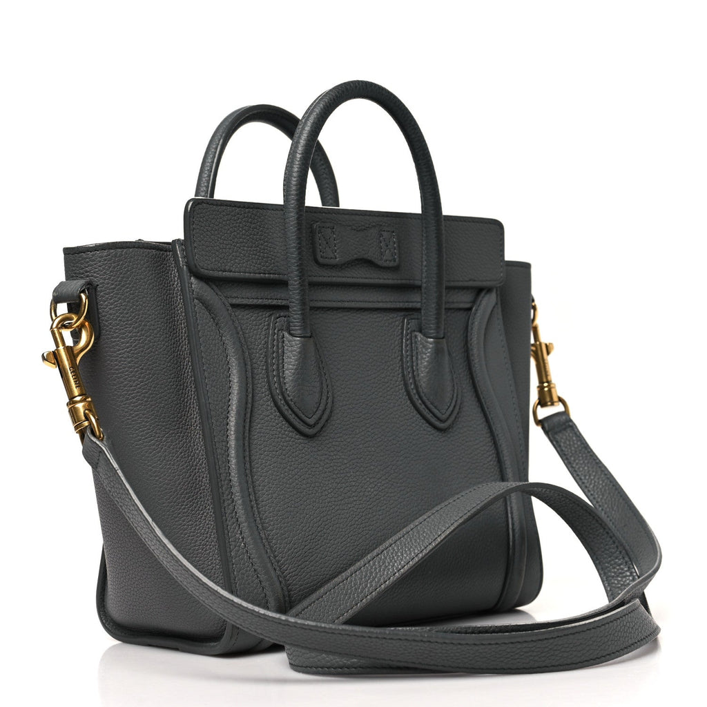 Drummed Calfskin Nano Luggage Kohl