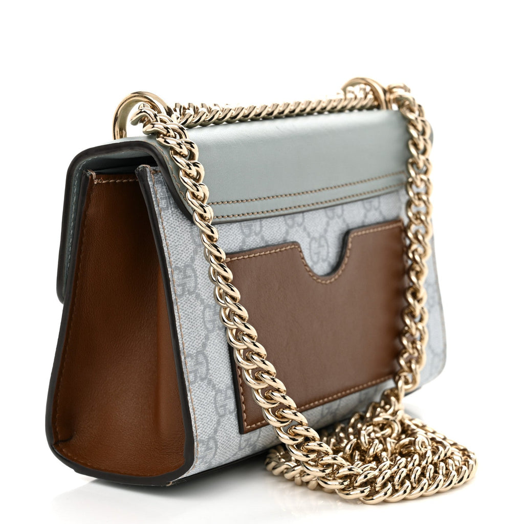 GG Supreme Monogram Calfskin Small Padlock Shoulder Bag Light Blue