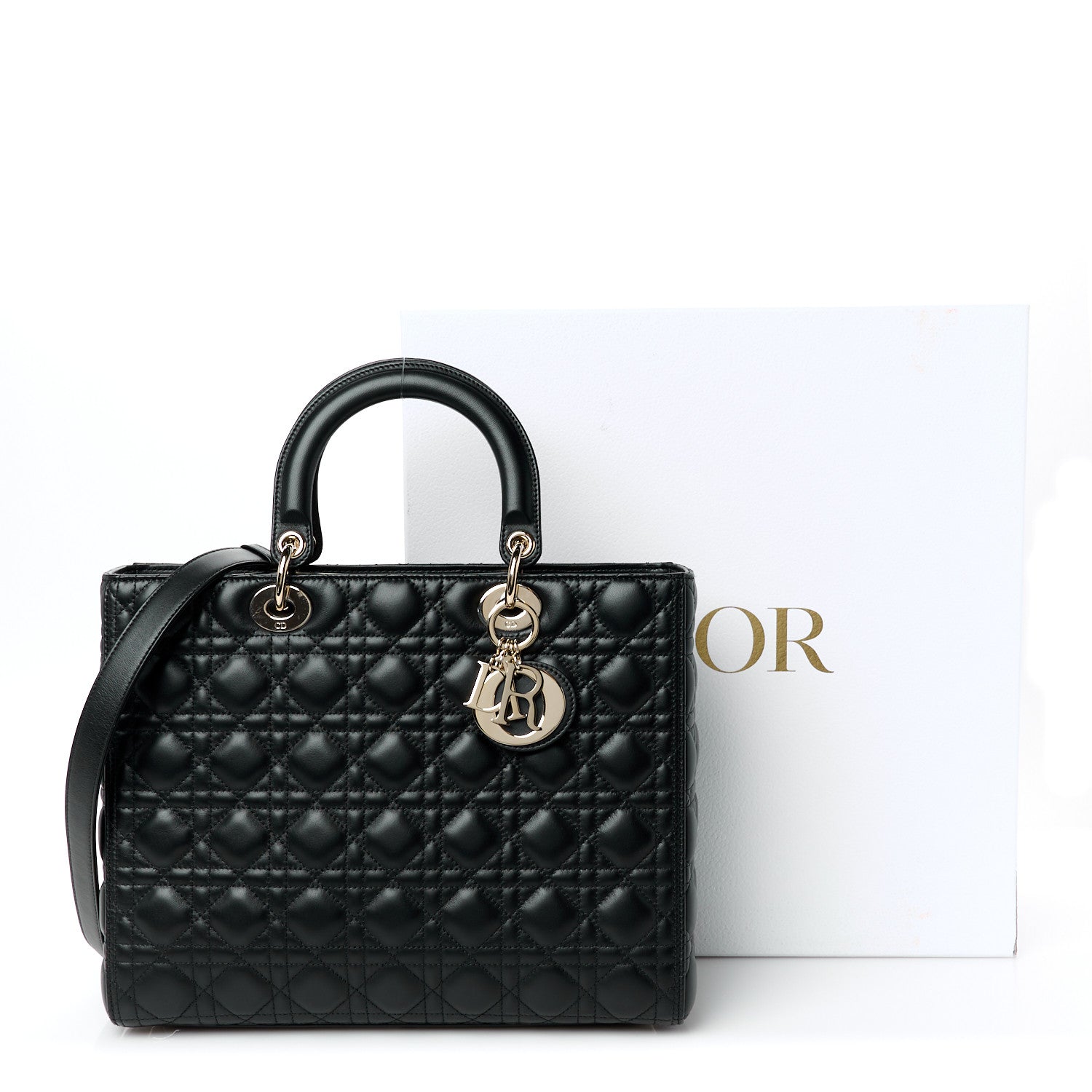 Lambskin Cannage Large Lady Dior Black