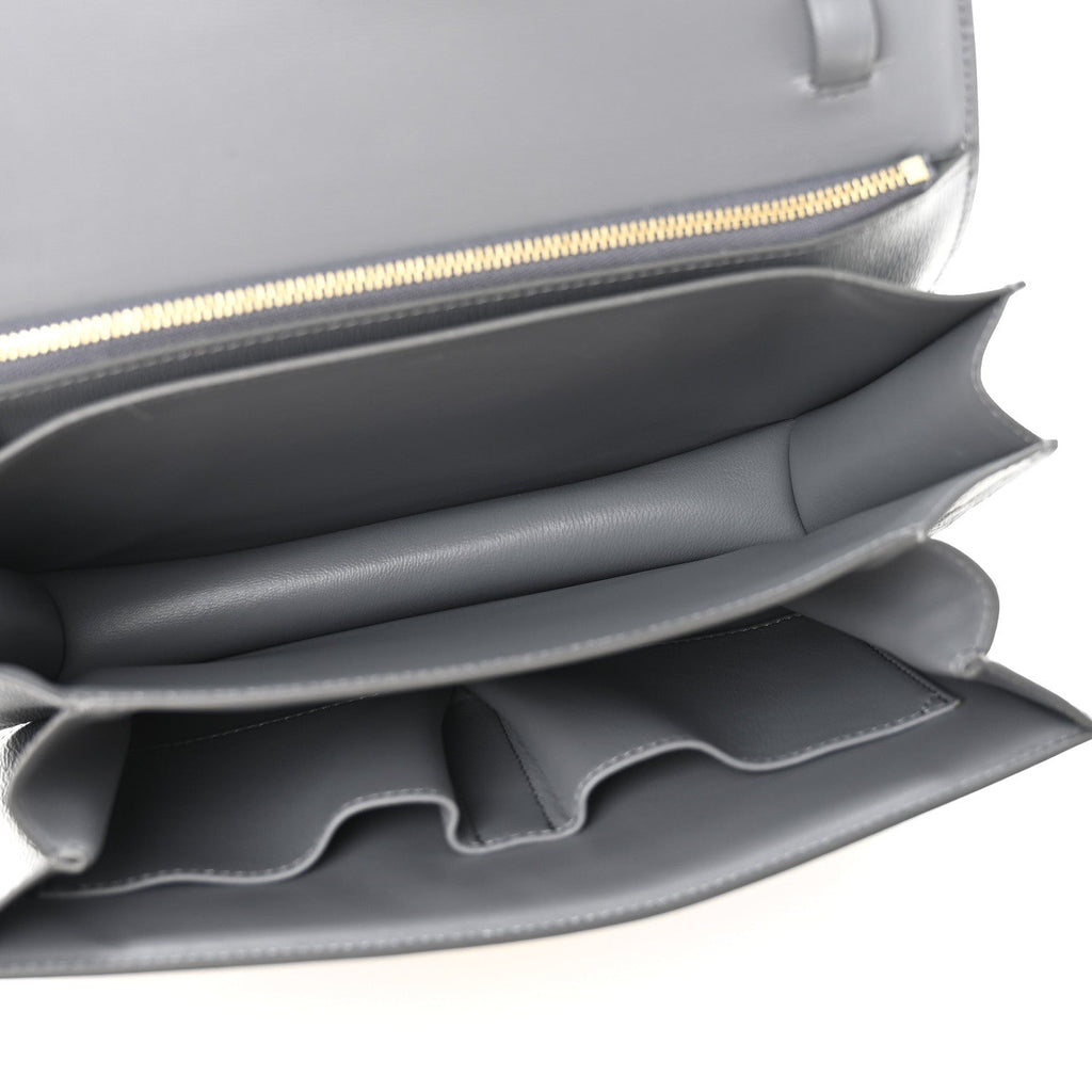 Liege Calfskin Medium Classic Box Flap Bag Grey