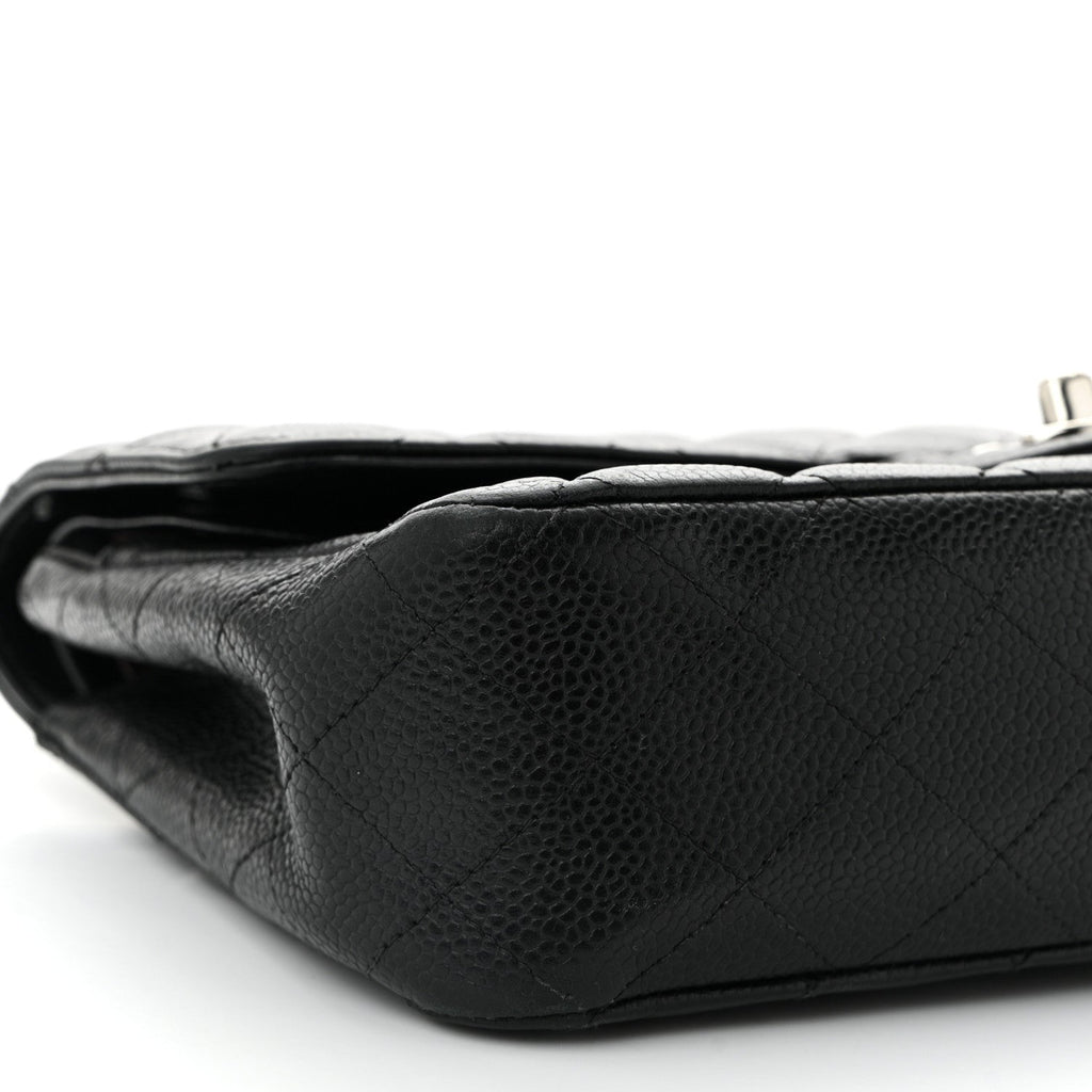 Caviar Quilted Medium Double Flap Black