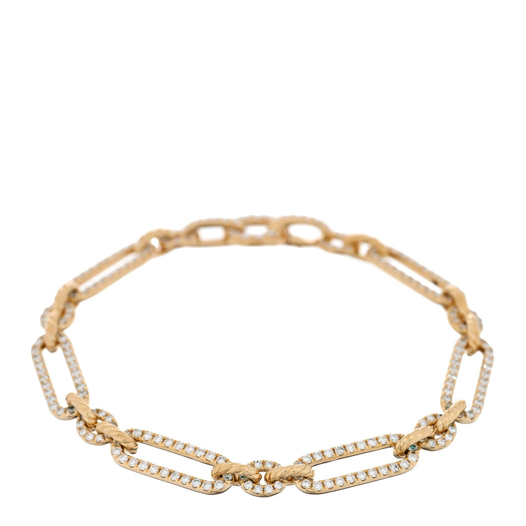 18K Yellow Gold Diamond 6.5mm Lexington Chain Bracelet