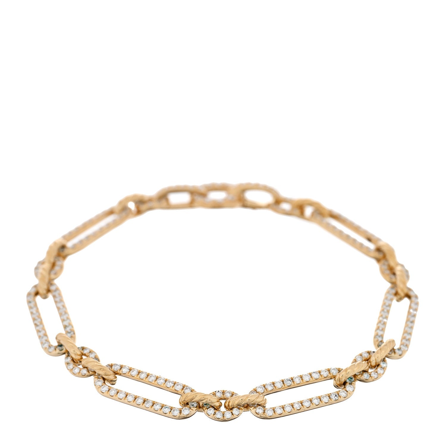 18K Yellow Gold Diamond 6.5mm Lexington Chain Bracelet