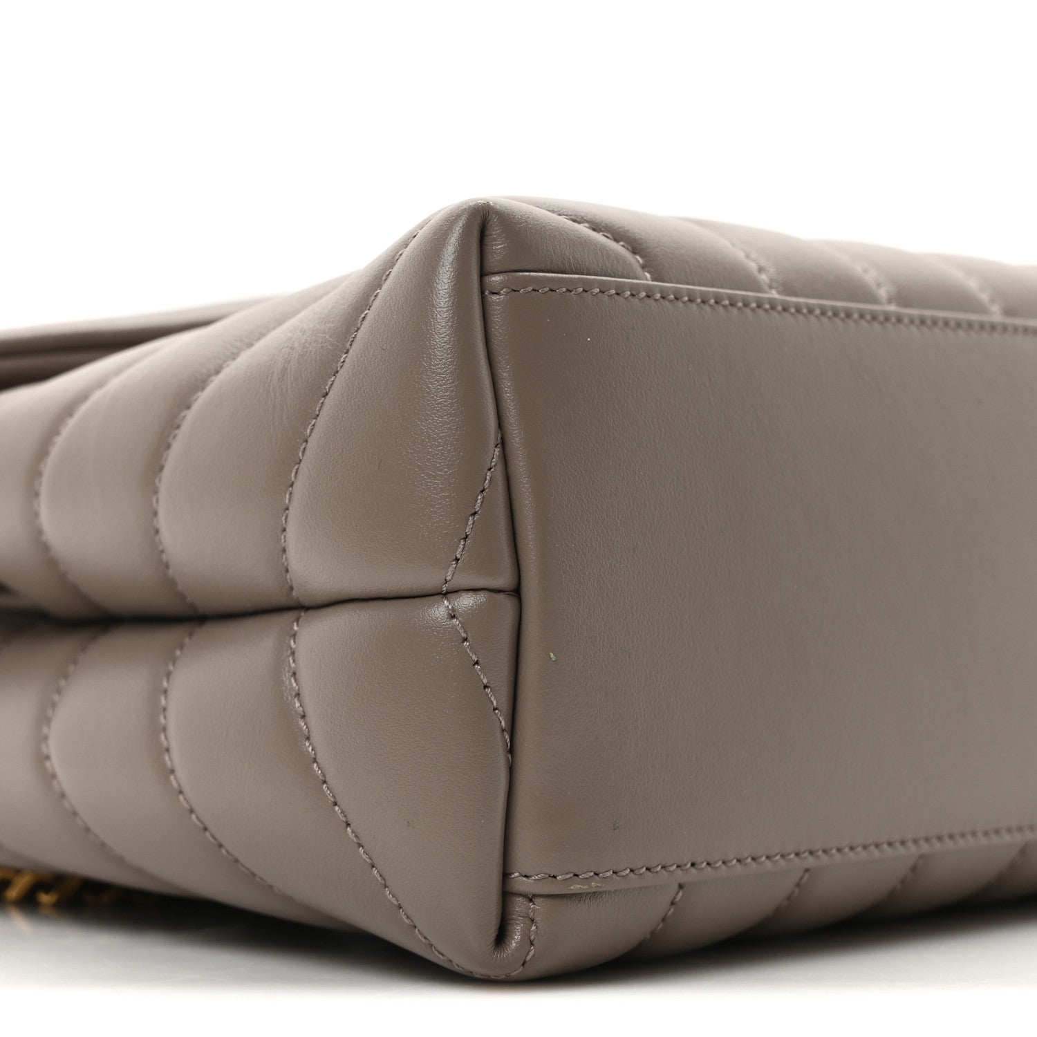 Calfskin Y Quilted Monogram Small Loulou Chain Satchel Greyish Brown