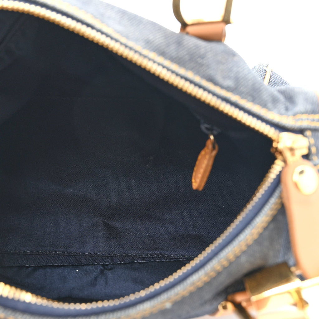 Denim Calfskin Boston Bag Blue