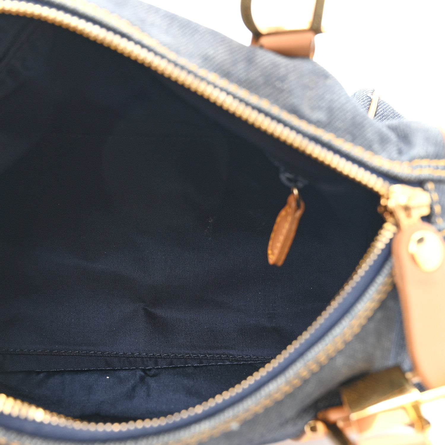 Denim Calfskin Boston Bag Blue