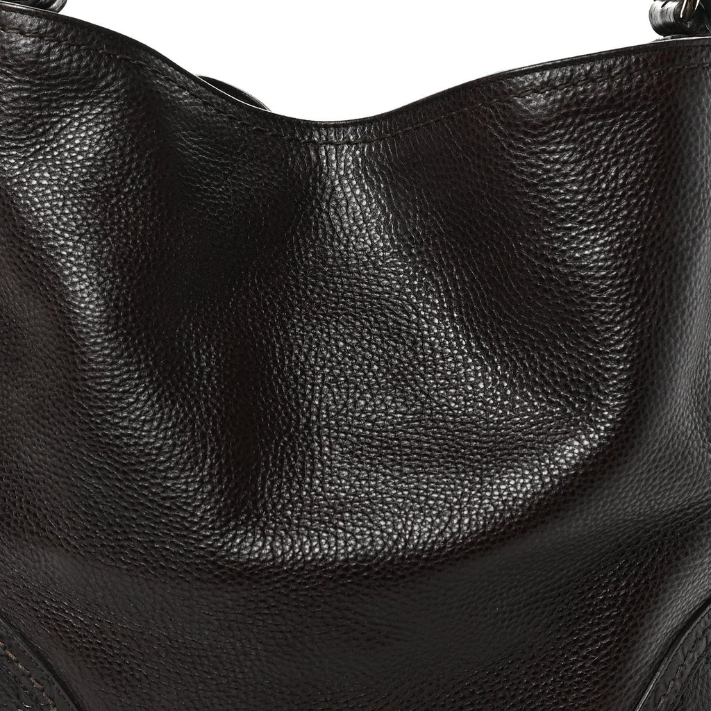 Calfskin Guccissima Trim Large Signoria Hobo Dark Brown