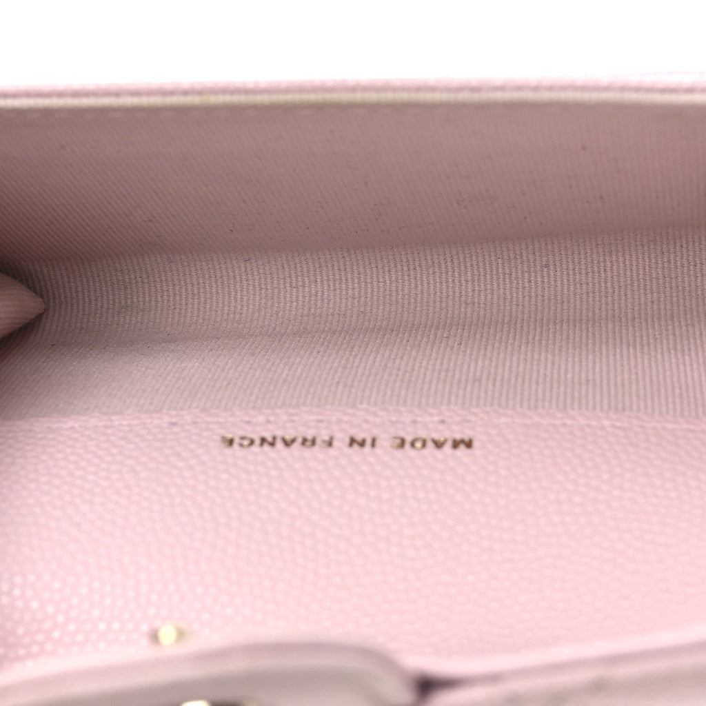 Caviar Quilted Flap Card Holder Wallet Light Pink