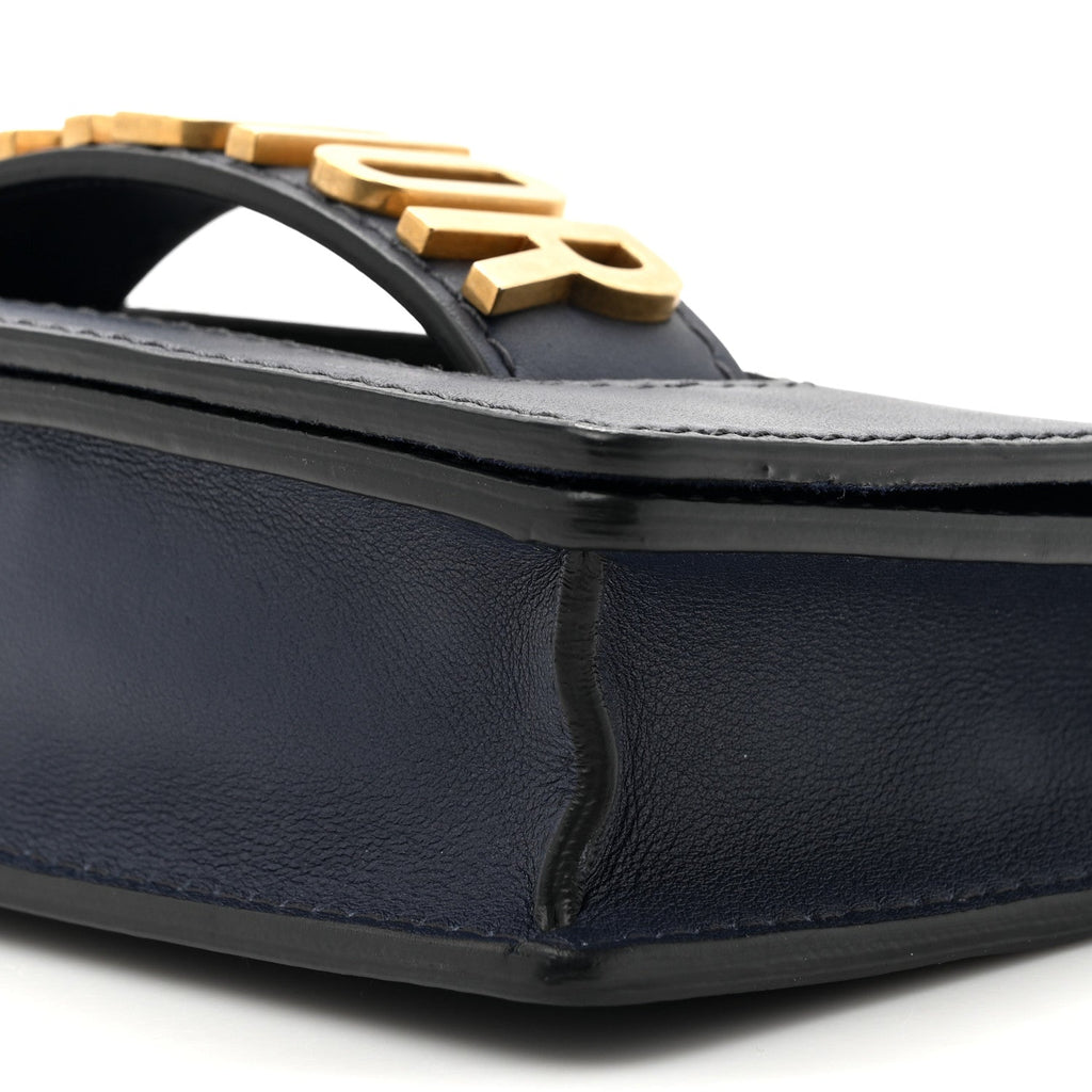 Calfskin Mini J'Adior Chain Flap Bag Navy Blue