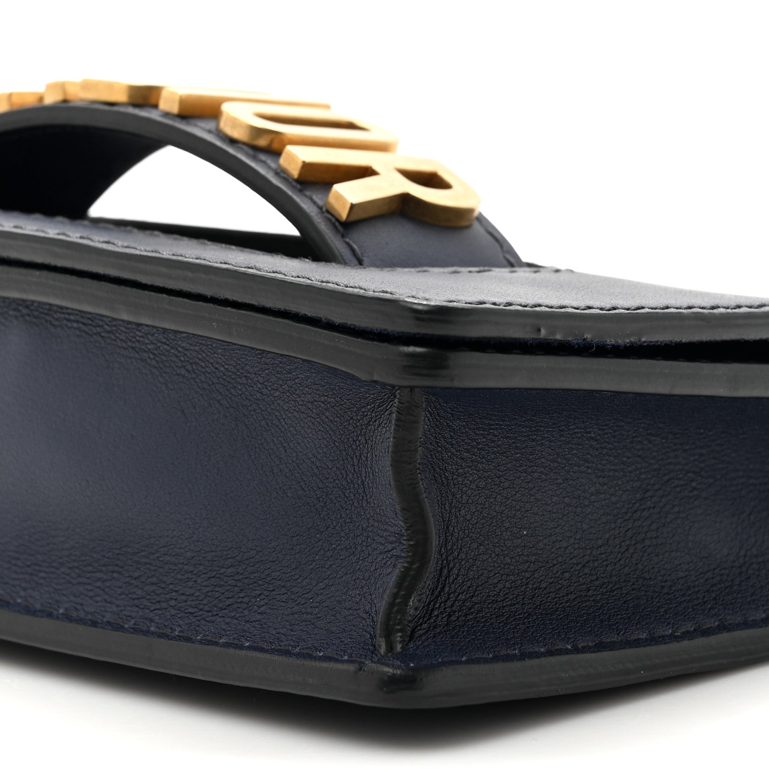 Calfskin Mini J'Adior Chain Flap Bag Navy Blue