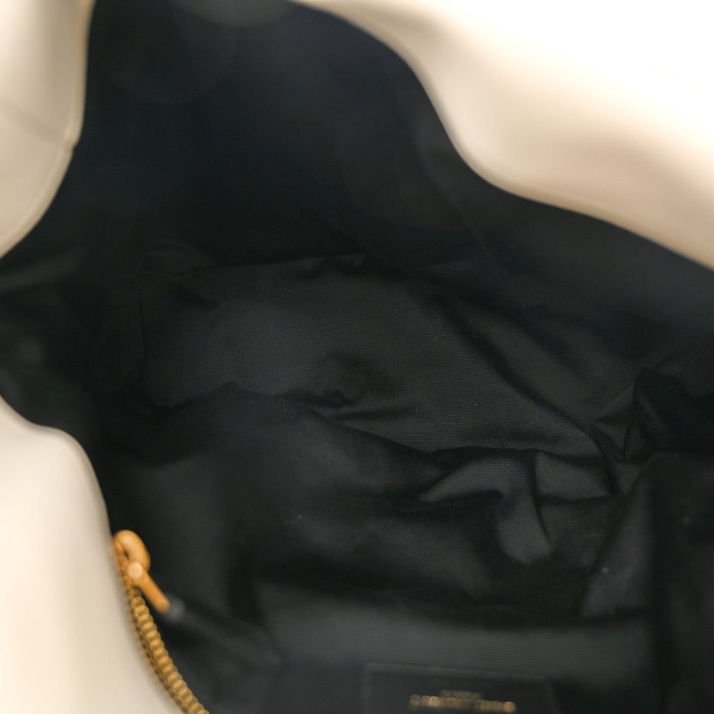 Lambskin Quilted Medium Loulou Puffer Monogram Chain Satchel Crema Soft