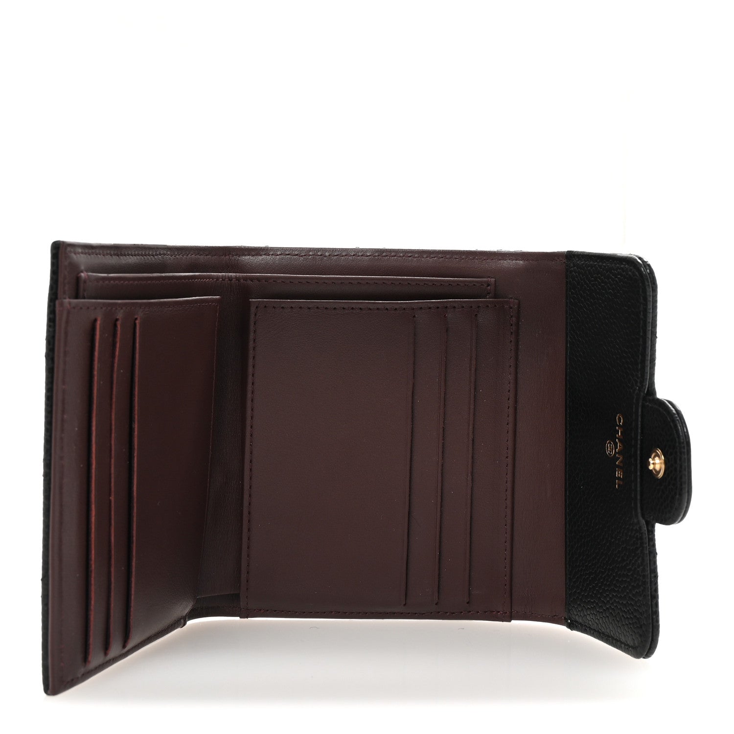 Caviar Quilted Compact Flap Wallet Black