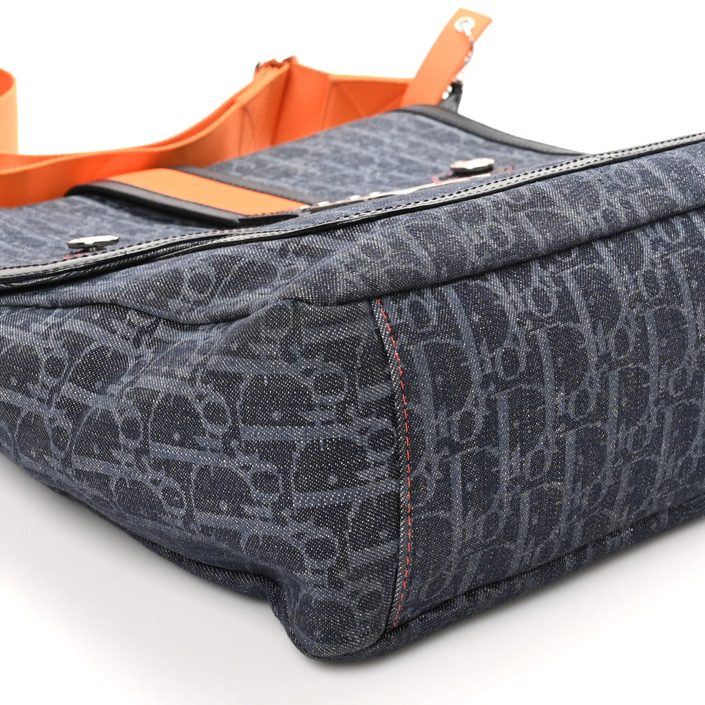 Denim Monogram Flight Messenger Bag Blue