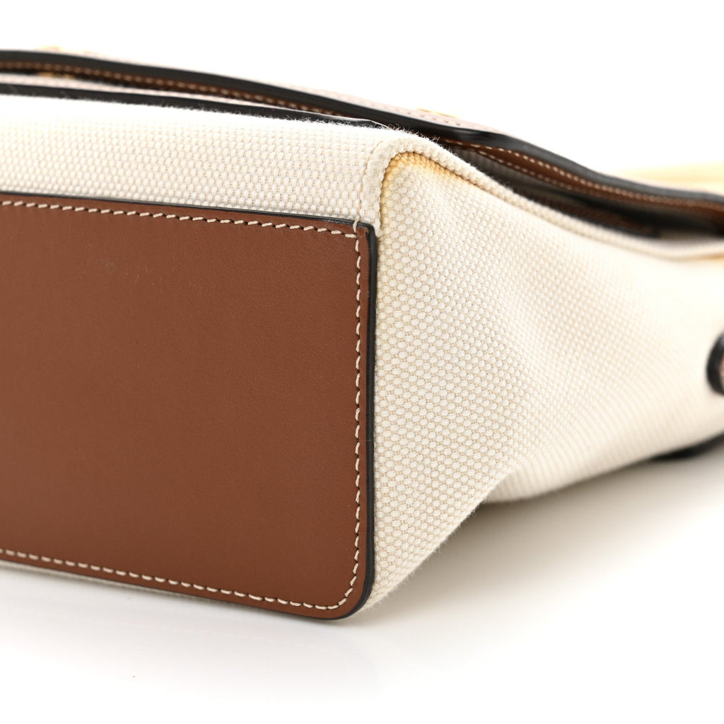 Canvas Horseferry Print Note Crossbody Bag Natural Tan