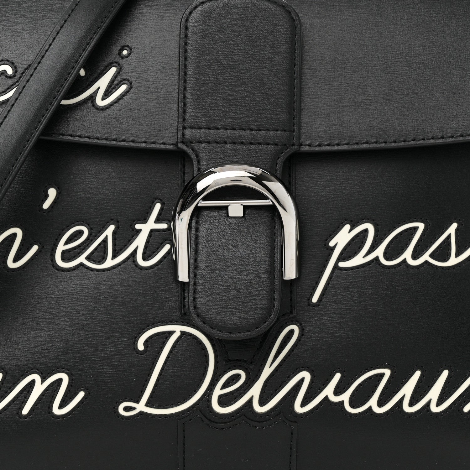 Calfskin MM L'Humour Brillant Satchel Black