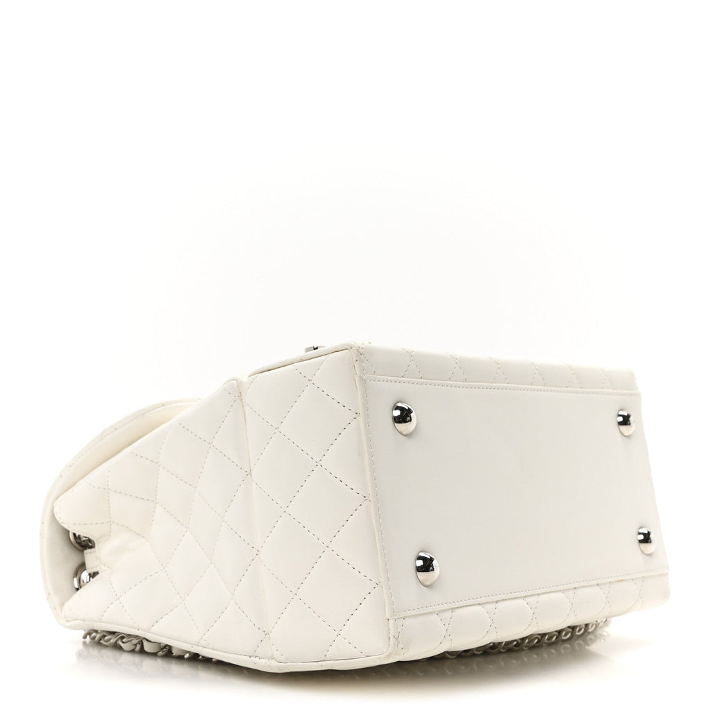 Lambskin Quilted Cockpit Flap Bag White