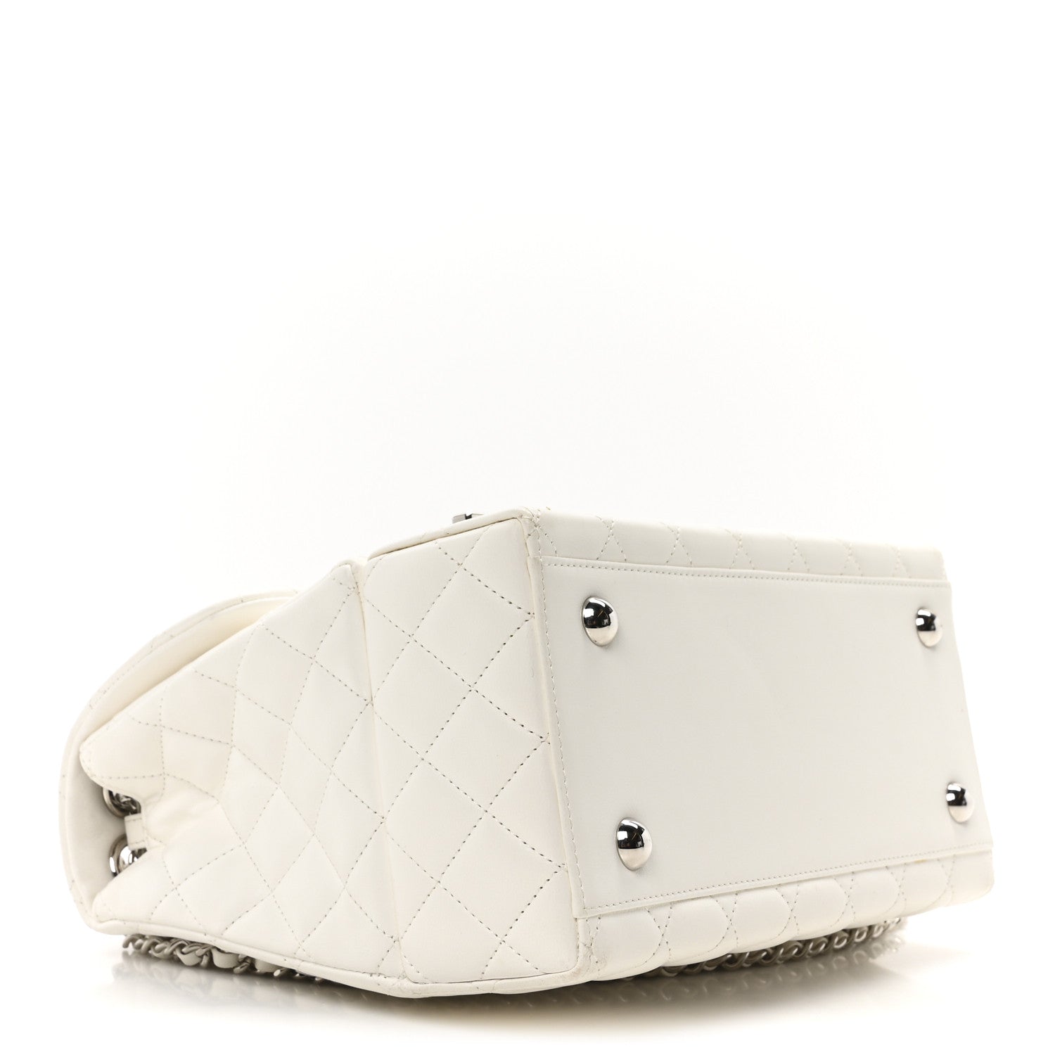 Lambskin Quilted Cockpit Flap Bag White