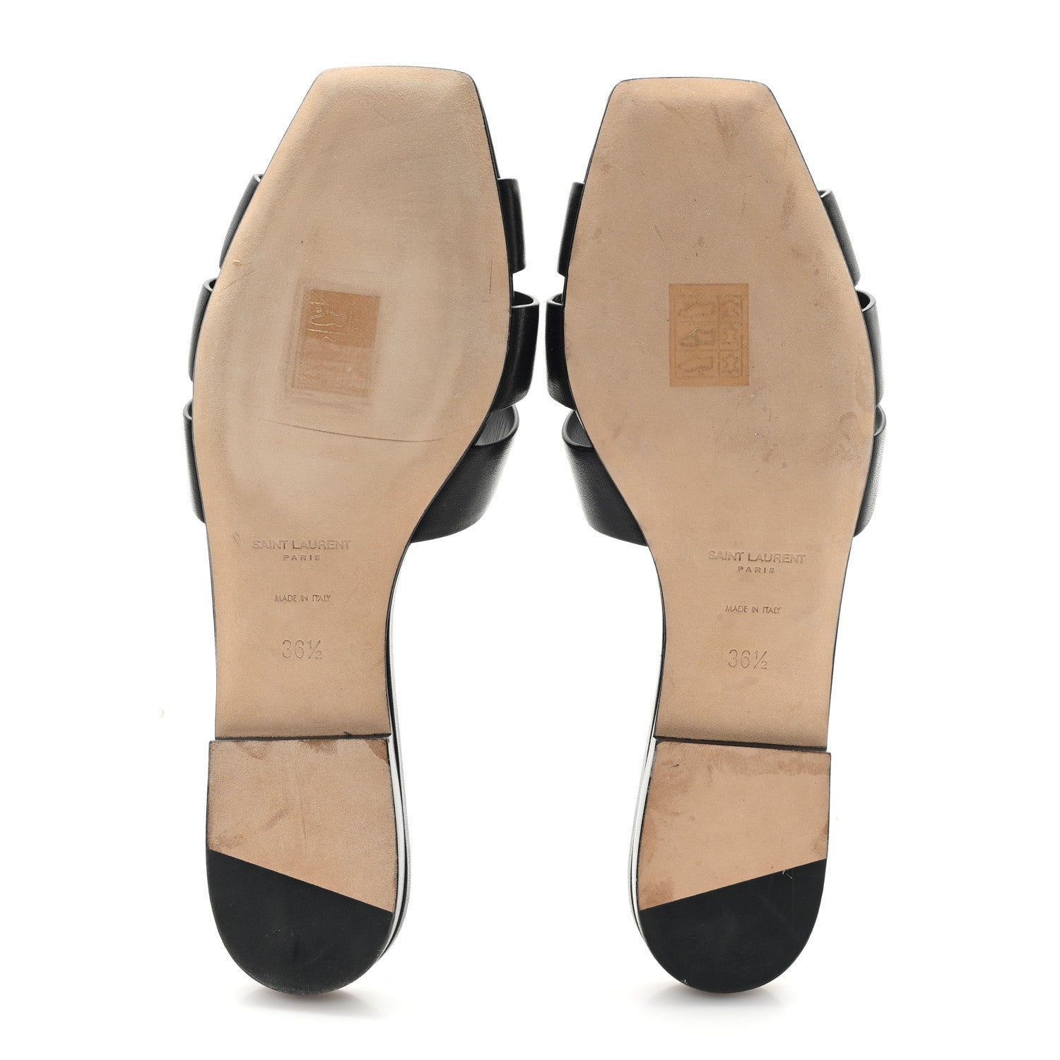 Calfskin Tribute 05 Slide Sandals 36.5 Black