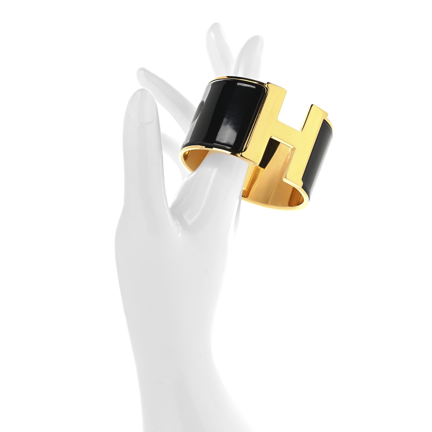 Enamel Extra Wide Clic Clac H Bracelet PM Black