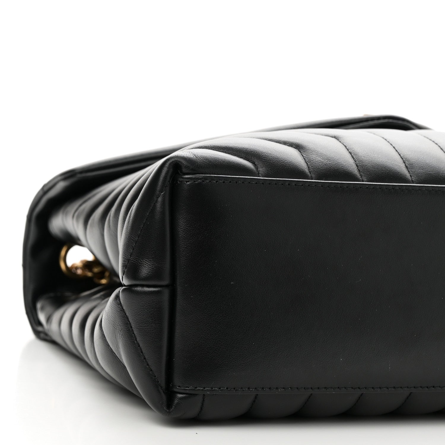 Calfskin Y Quilted Monogram Medium Loulou Chain Satchel Black