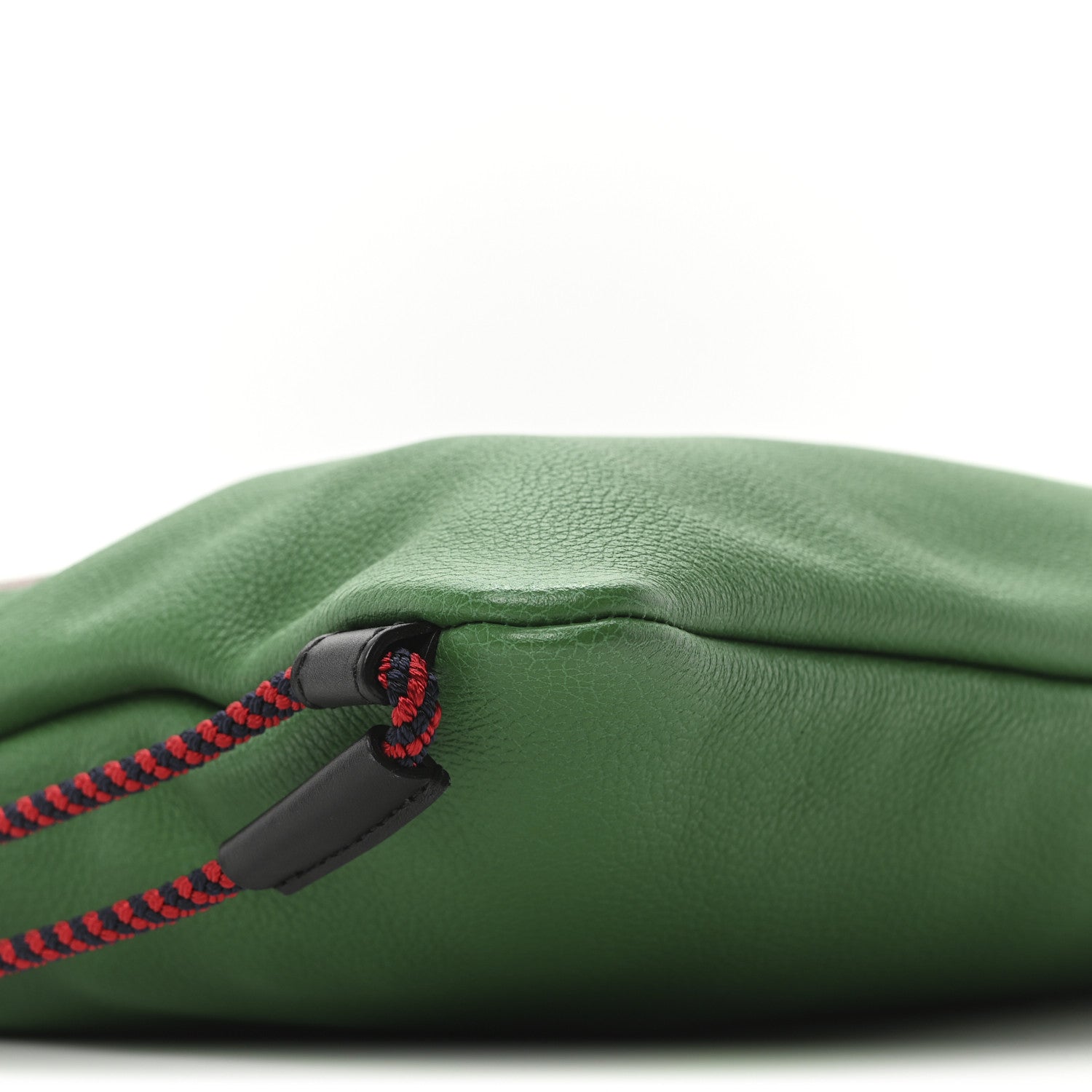 Grained Calfskin Logo Drawstring Backpack Green