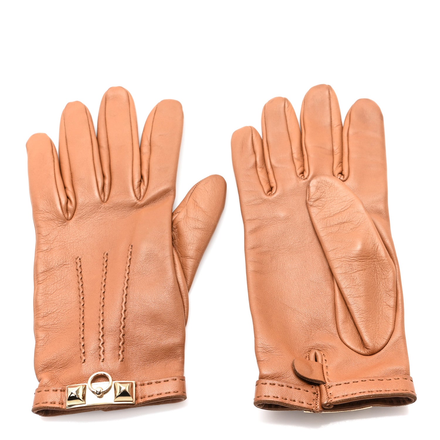 Lambskin Collier De Chien Gloves 7.5 Brown
