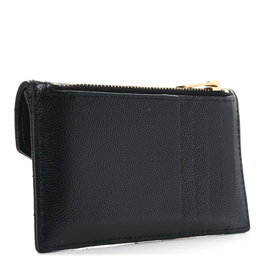 Grain De Poudre Matelasse Chevron Monogram Compact Wallet Black