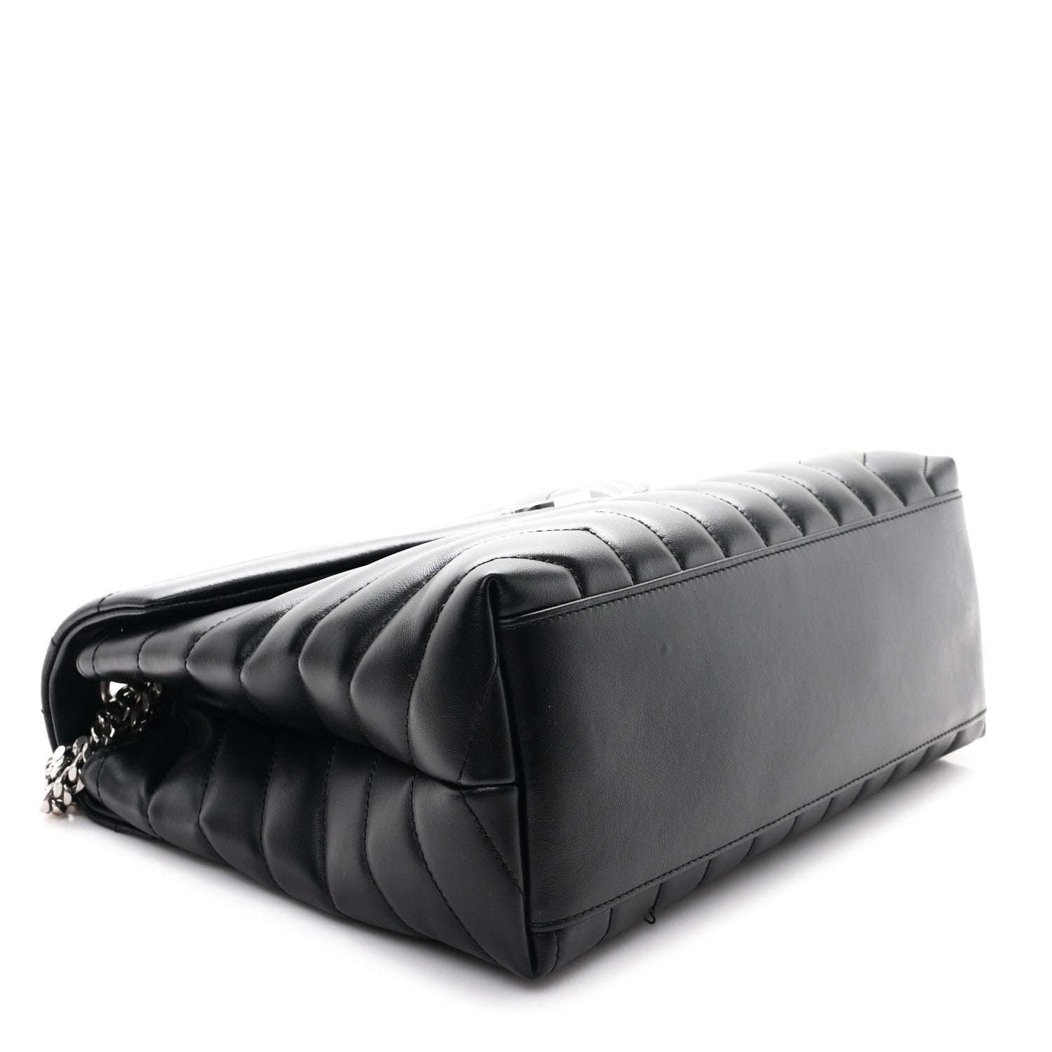 Calfskin Y Quilted Monogram Medium Loulou Chain Satchel Black