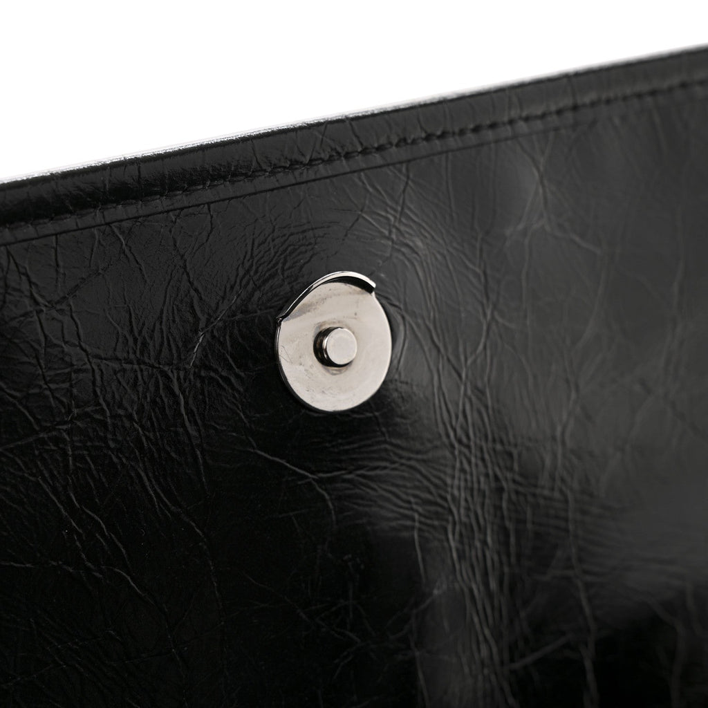 Crinkled Calfskin Matelasse Monogram Medium Niki Chain Satchel Black