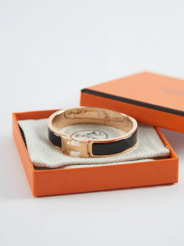 Hermès Clic H Bracelet PM Black & Rose Gold