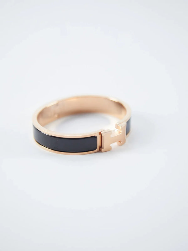 Hermès Clic H Bracelet PM Black & Rose Gold
