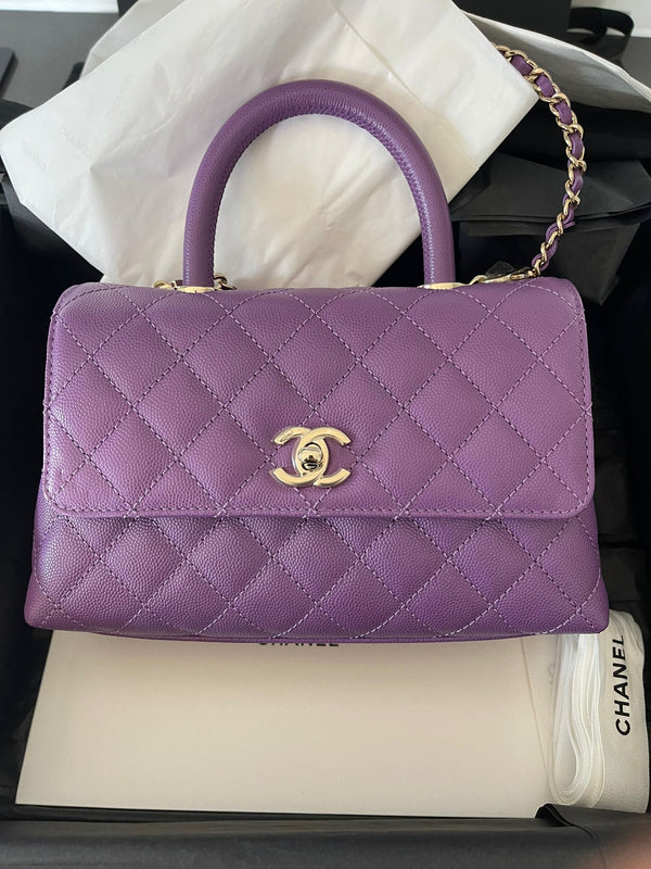 Chanel Coco Handle Bag Small GHW (Purple)