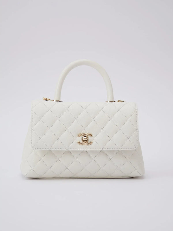 Chanel Coco Handle Bag Small GHW (White)