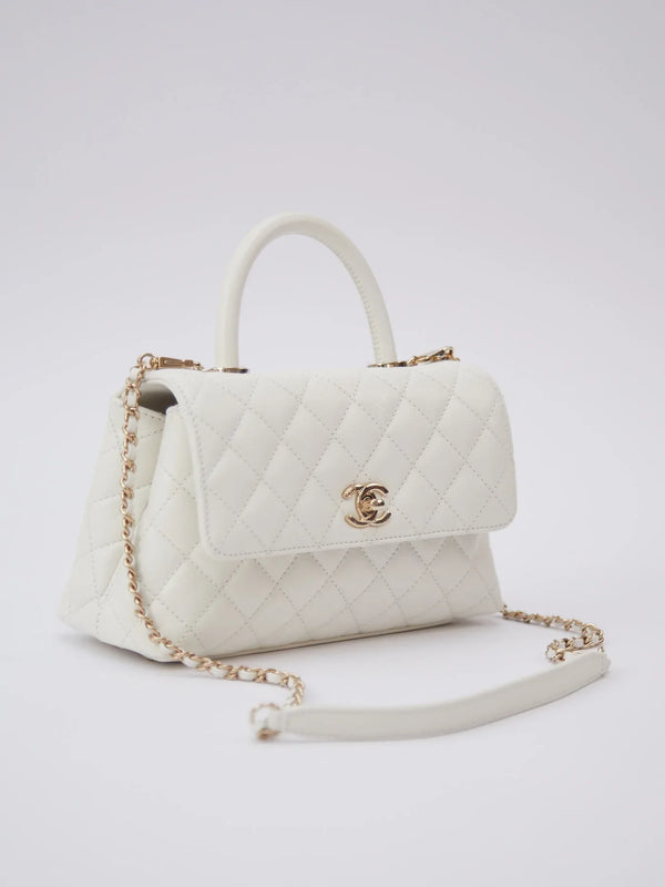 Chanel Coco Handle Bag Small GHW (White)