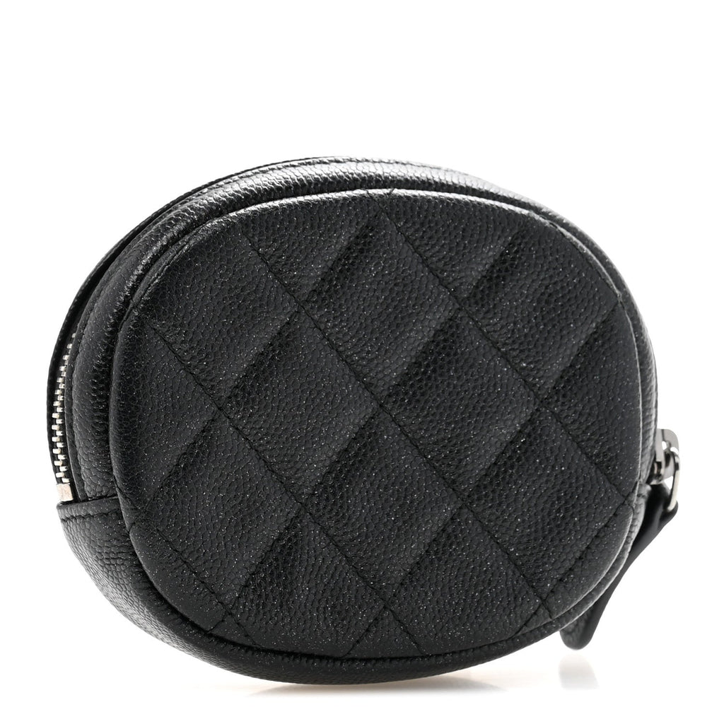 Iridescent Caviar Quilted Zip Around Classic Coin Purse Black