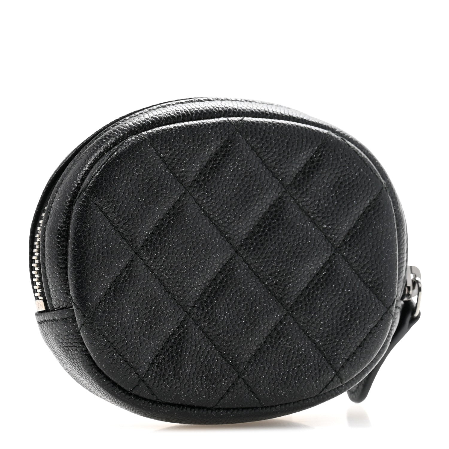 Iridescent Caviar Quilted Zip Around Classic Coin Purse Black