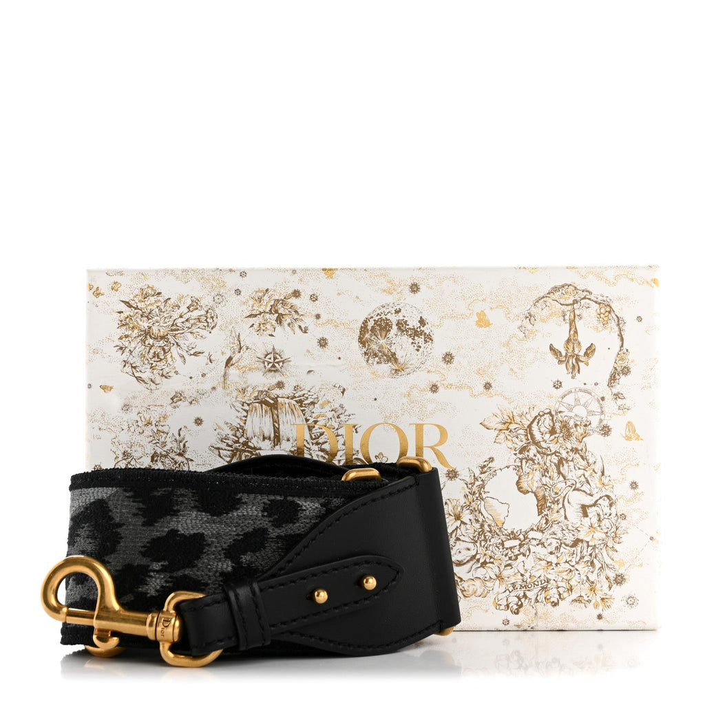 Canvas Mizza Embroidered Leopard Shoulder Strap Grey