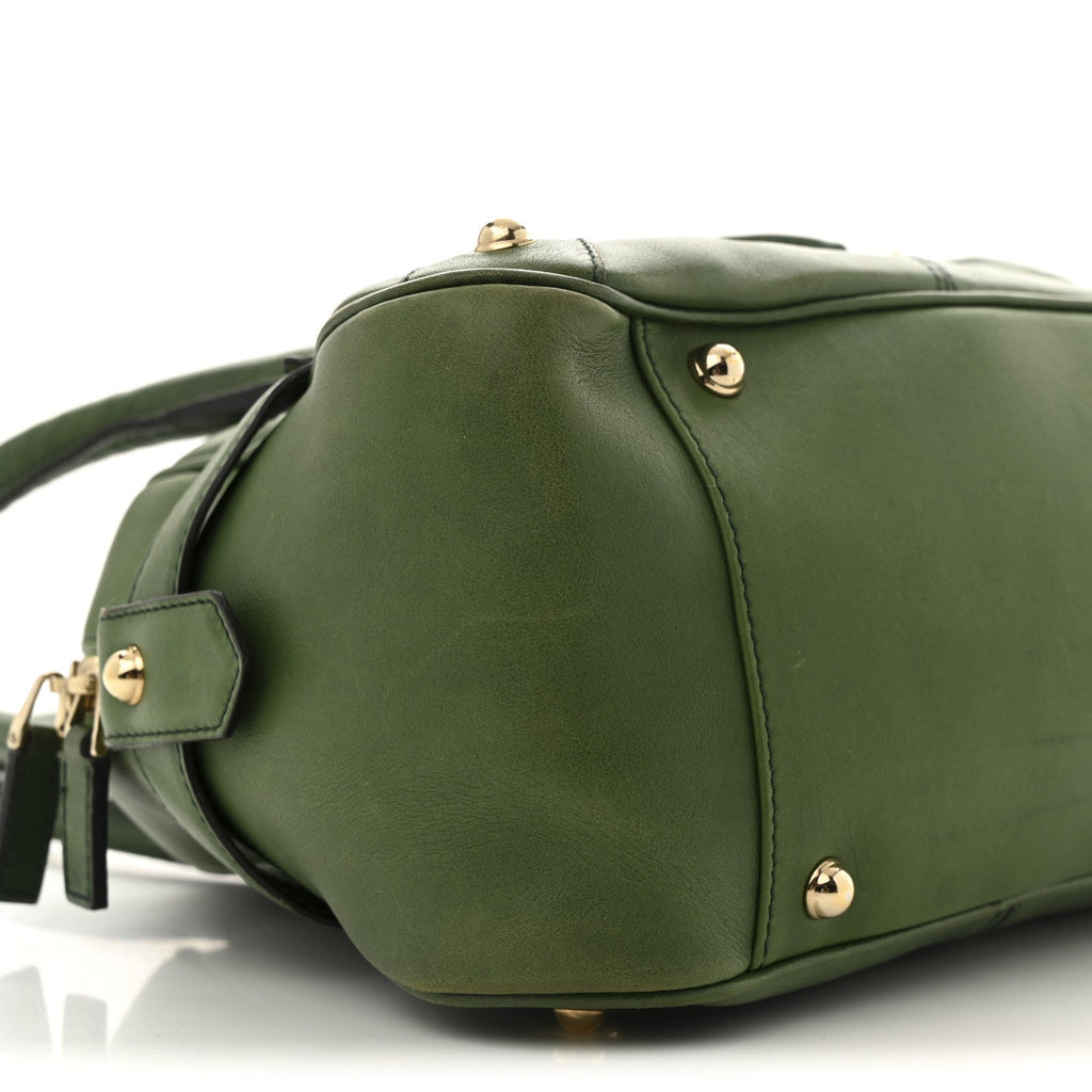 Calfskin Large Horsebit Chain Satchel Green