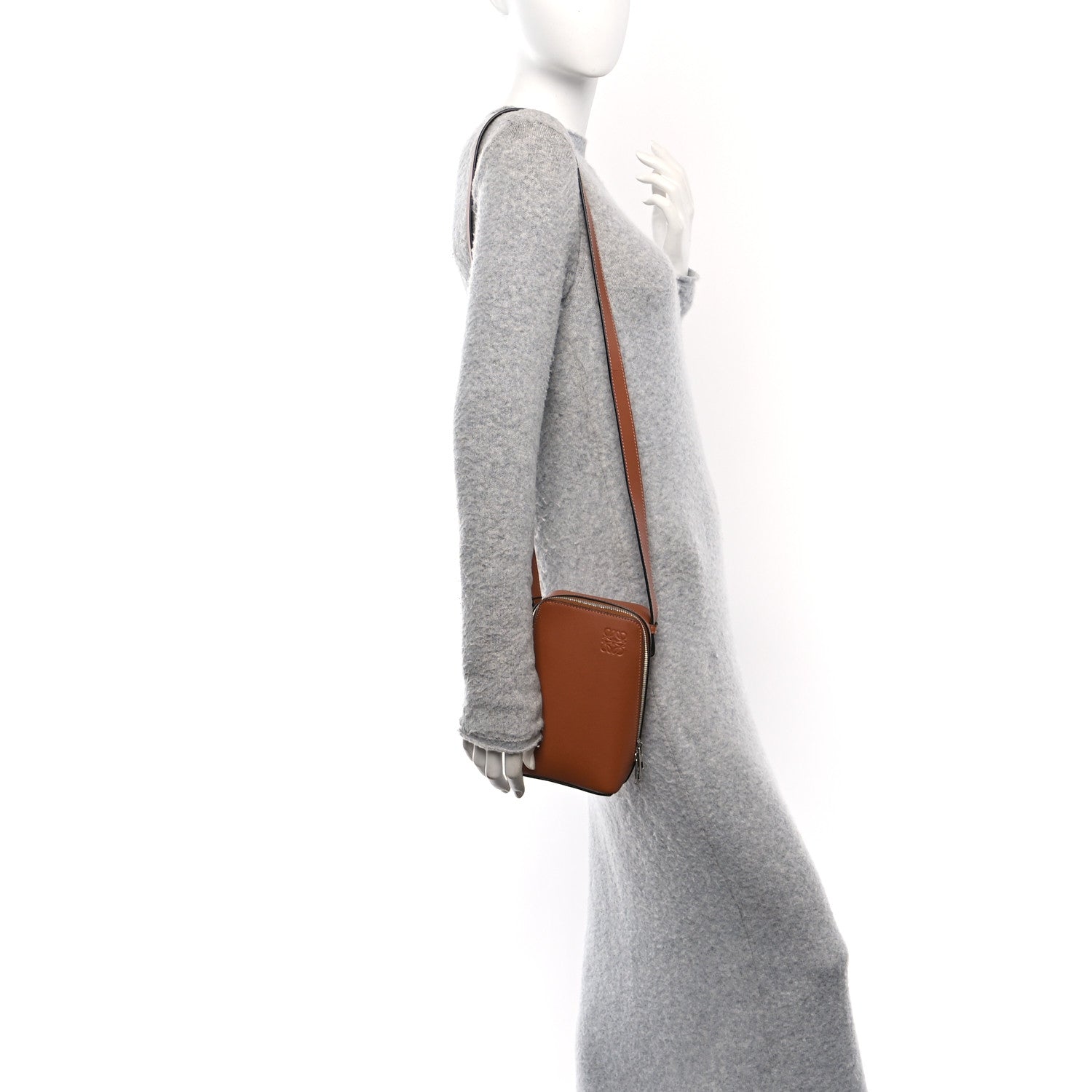 Classic Calfskin Anagram Box Crossbody Tan