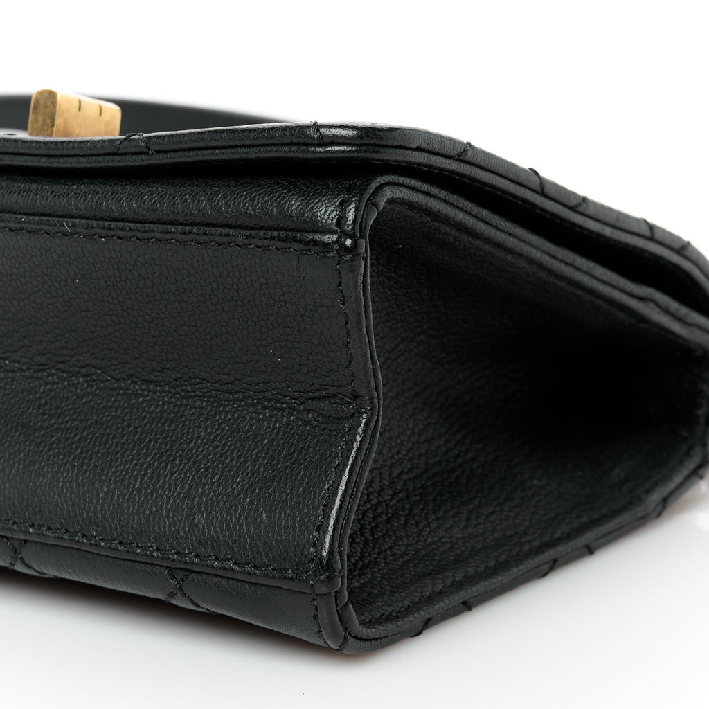 Goatskin Quilted Small Rita Top Handle Flap Black