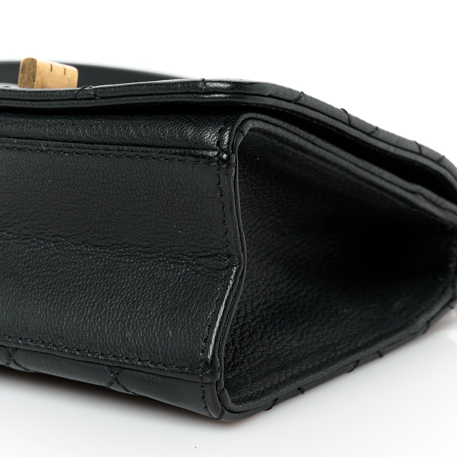 Goatskin Quilted Small Rita Top Handle Flap Black