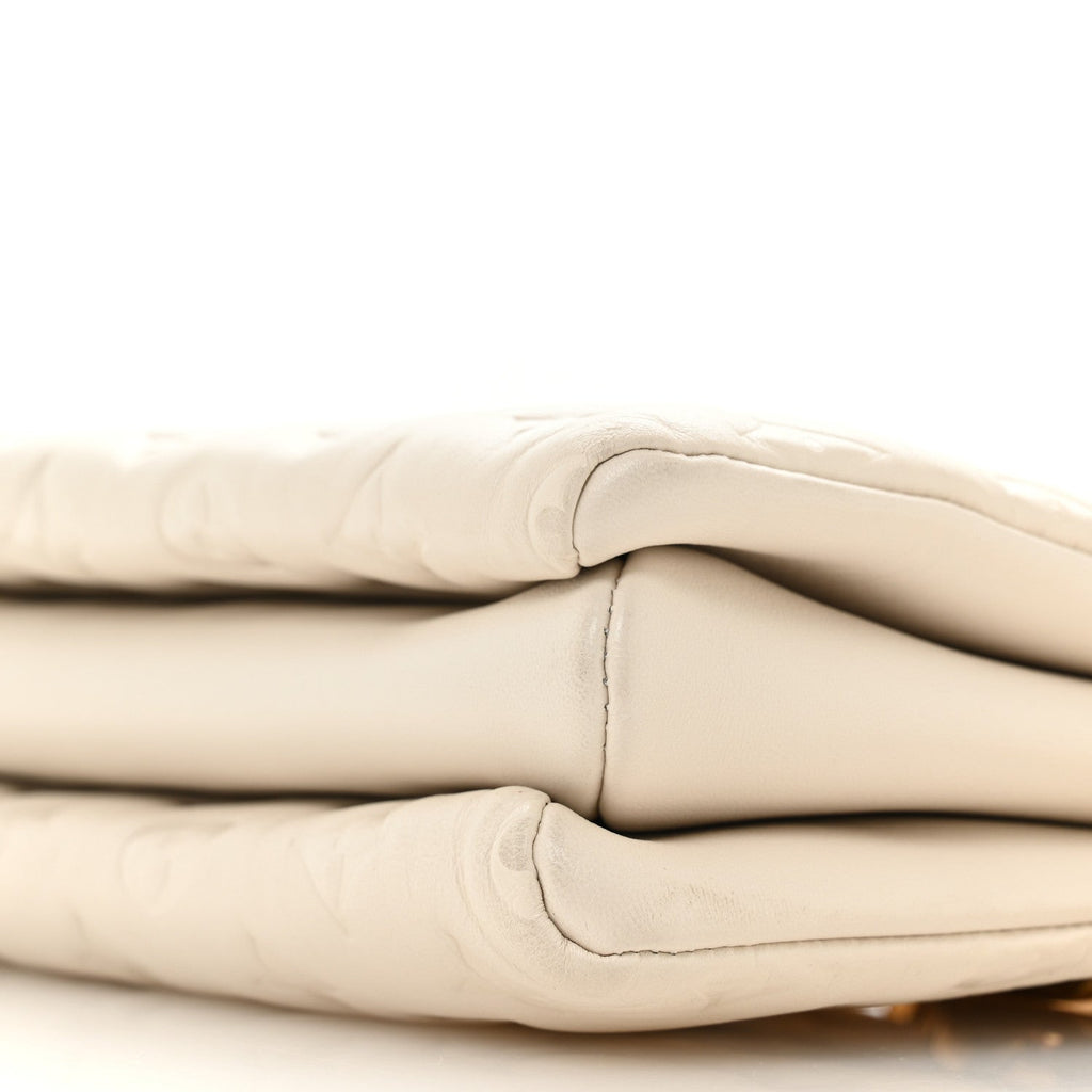 Lambskin Embossed Monogram Coussin PM Cream