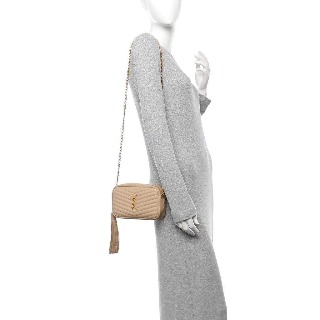 Grain De Poudre Matelasse Monogram Mini Lou Camera Bag Dark Beige