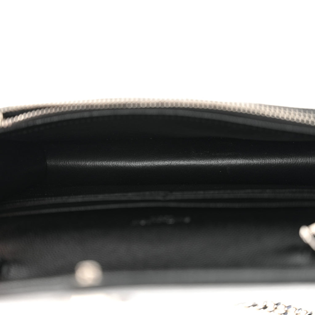 Grain De Poudre Matelasse Chevron Monogram Envelope Chain Wallet Black